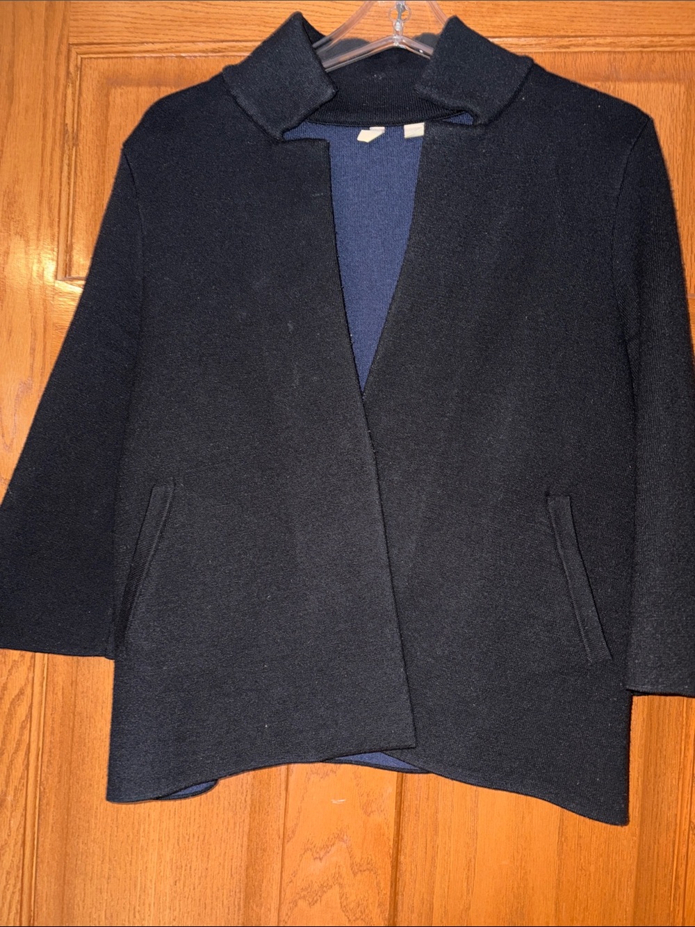 Moth Black Open-Front Blazer Jacket single snap.